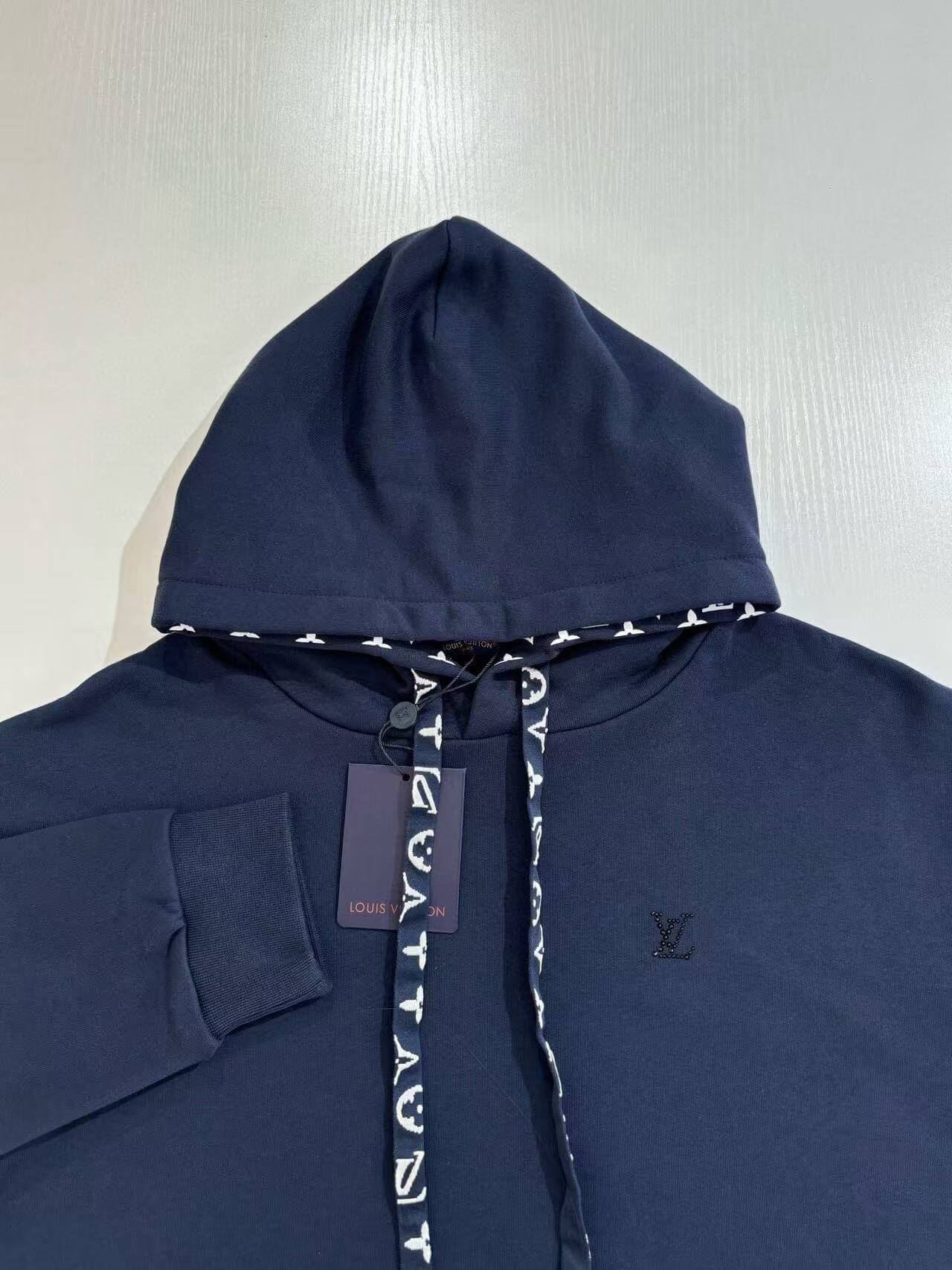 Blue Jacquard Lined Hoodie