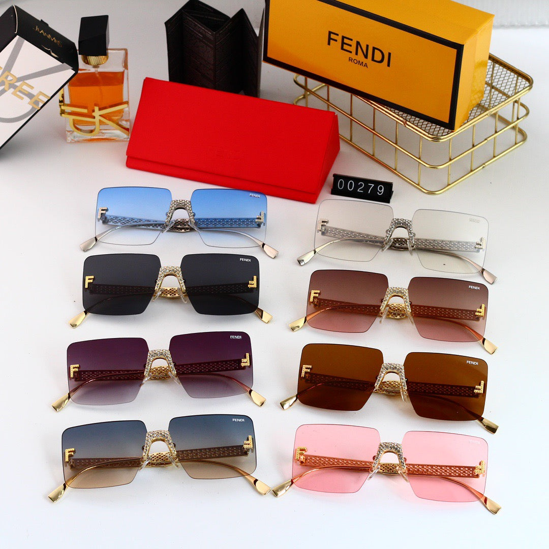 Lujosas gafas de sol sin marco con diamantes de imitación