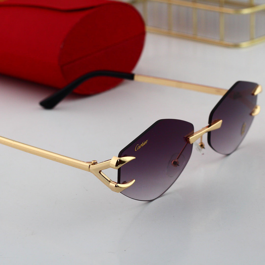 Gafas de sol hexagonales sin marco de moda