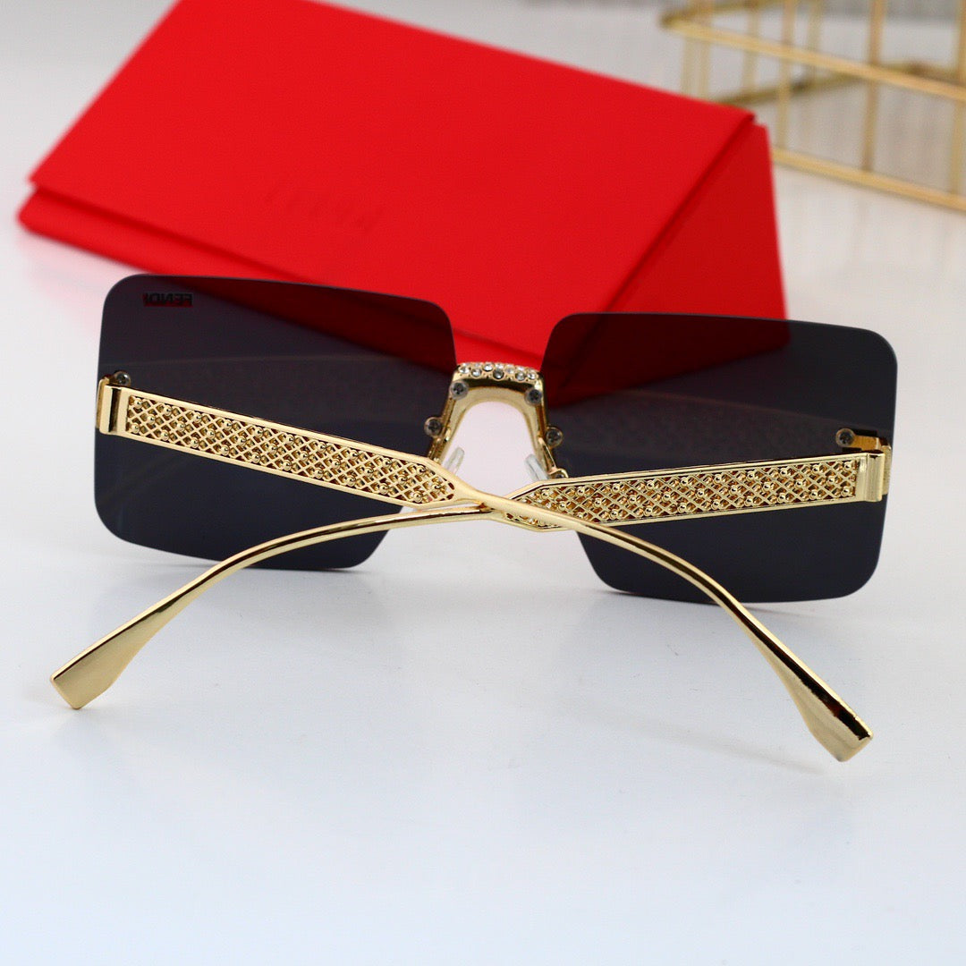 Lujosas gafas de sol sin marco con diamantes de imitación