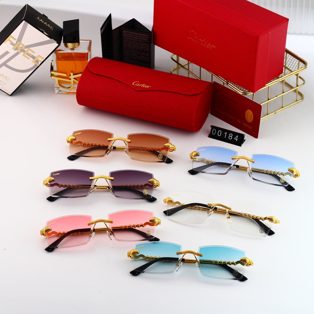Lunettes de soleil carrées sans monture avec motif serpent