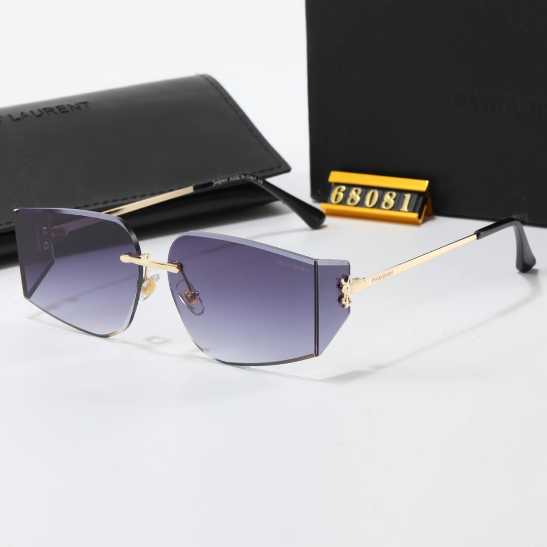 Gafas de sol modernas sin marco con forma irregular