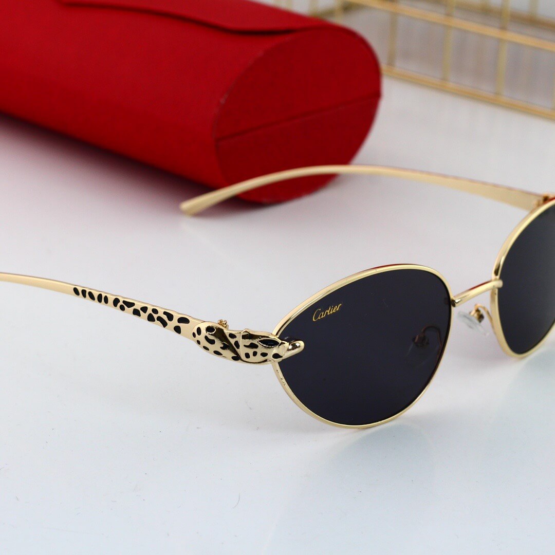 Gafas de sol retro con montura metálica de leopardo