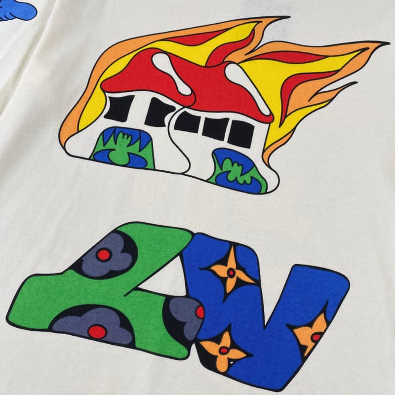 Camiseta de locomotora con grafiti de llamas 2025