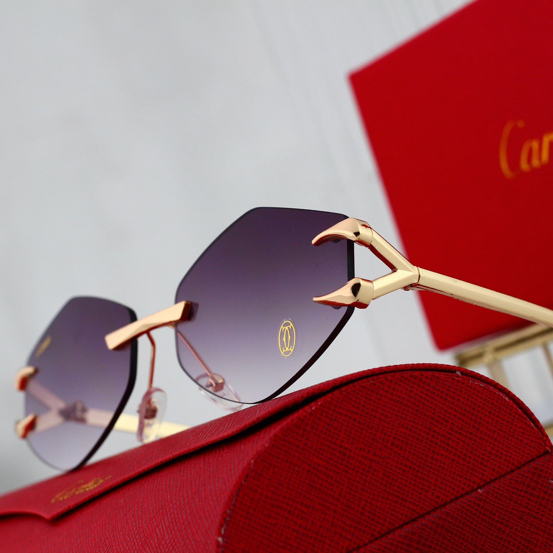 Gafas de sol hexagonales sin marco de moda