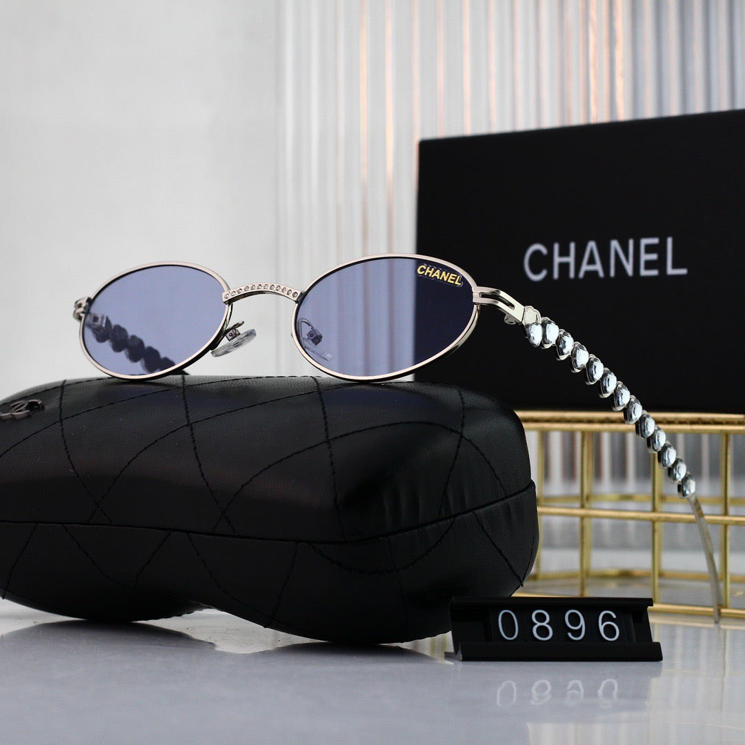 Lunettes de soleil vintage en forme d'œuf avec strass en forme de cœur