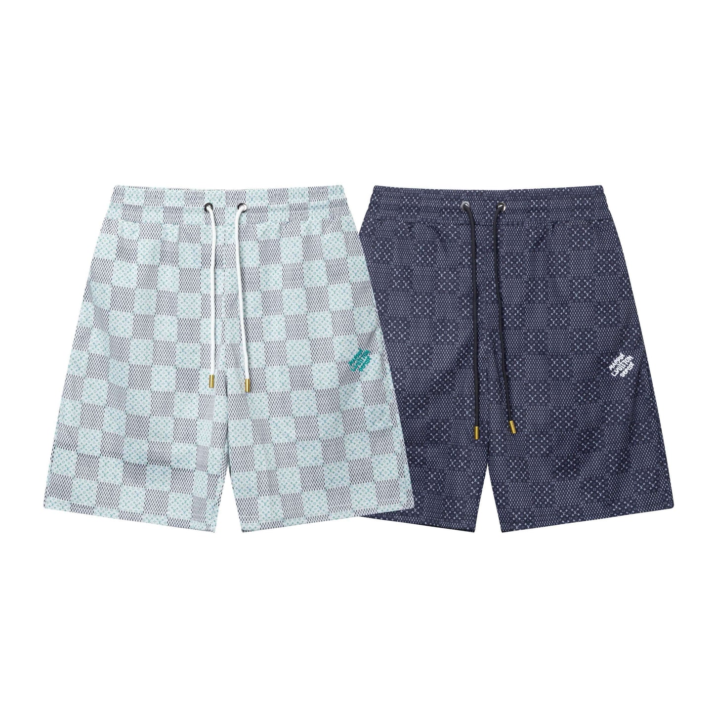 Pantalones cortos de playa con bordado de letras a cuadros