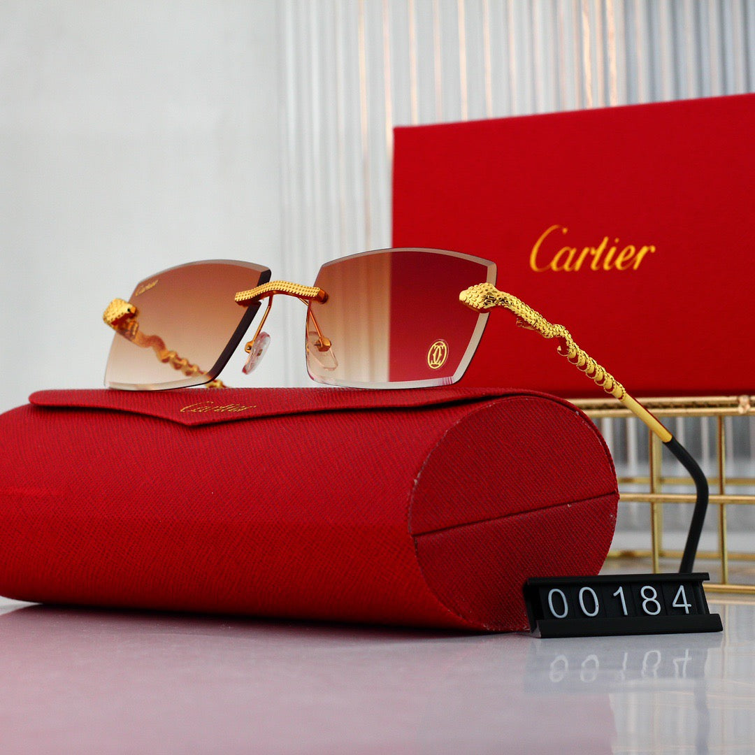 Lunettes de soleil carrées sans monture avec motif serpent