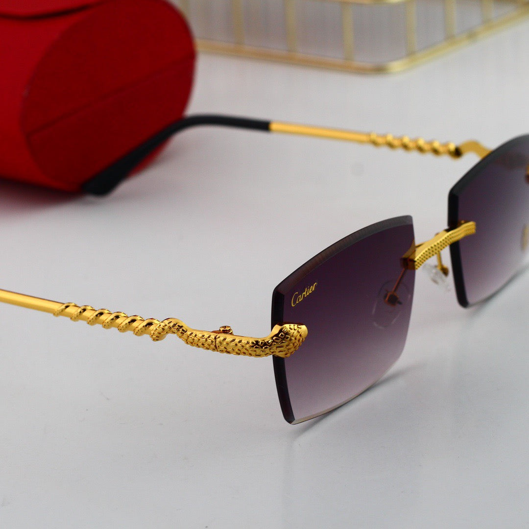 Lunettes de soleil carrées sans monture avec motif serpent