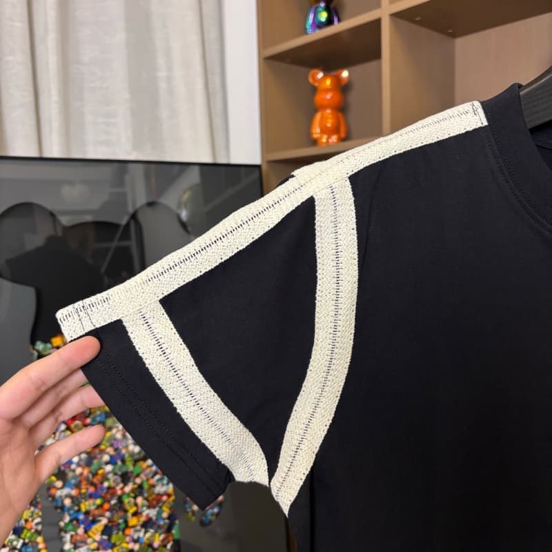 Tshirt with Ribbon Trim and Chest Embroidery