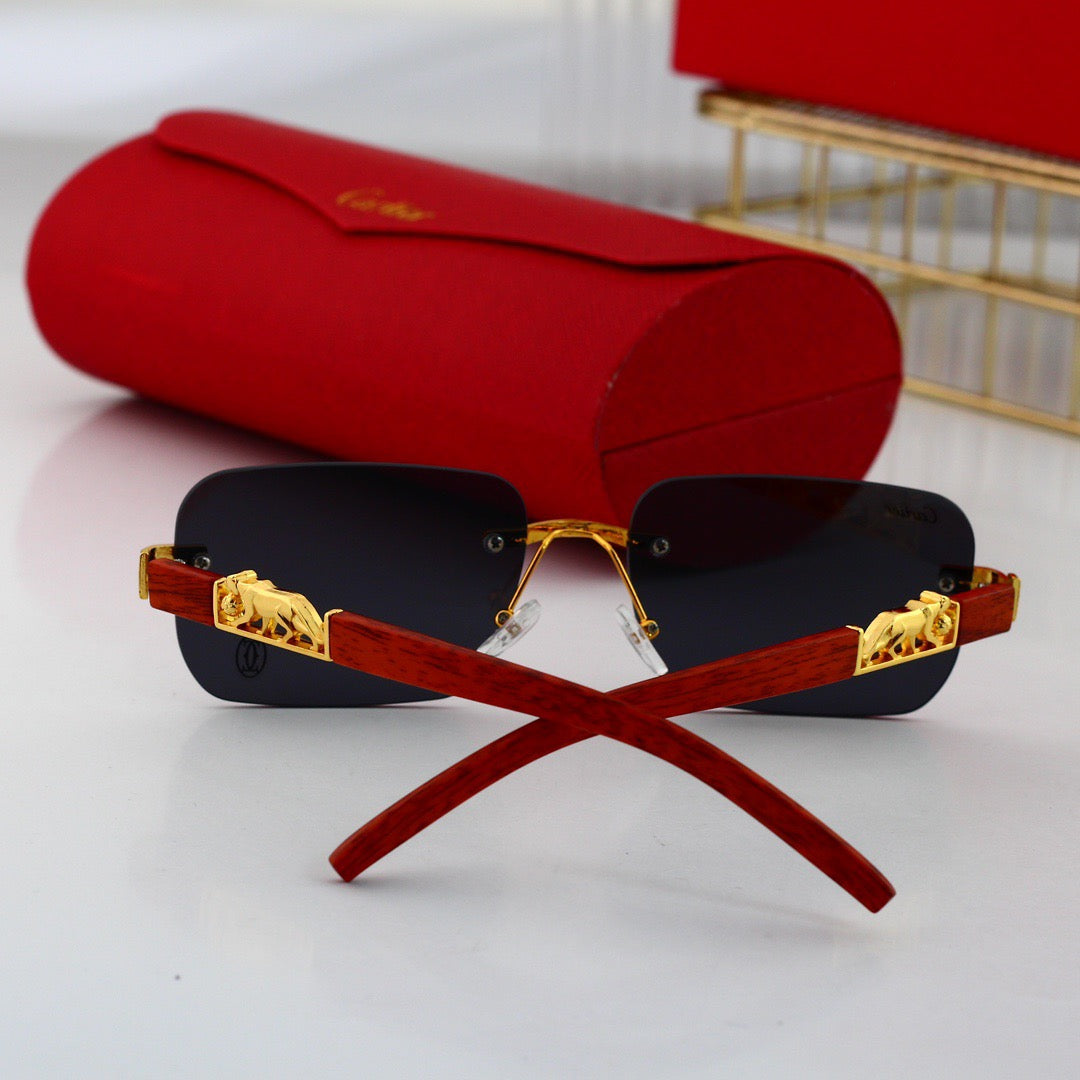 Gafas de sol clásicas de metal con diseño de guepardo