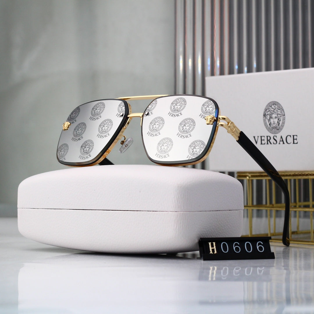 Lunettes de soleil aviateur à monture carrée et ronde