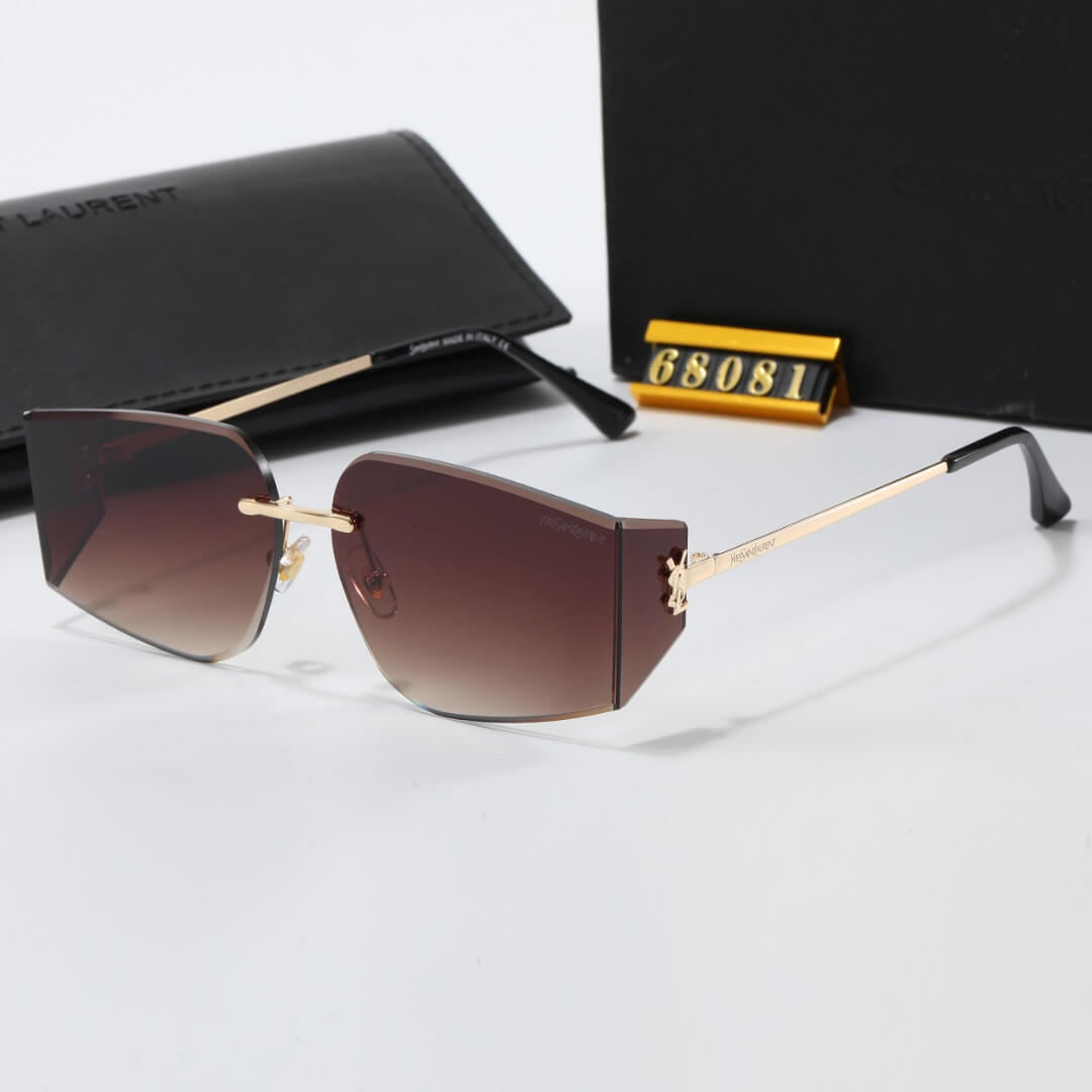 Gafas de sol modernas sin marco con forma irregular