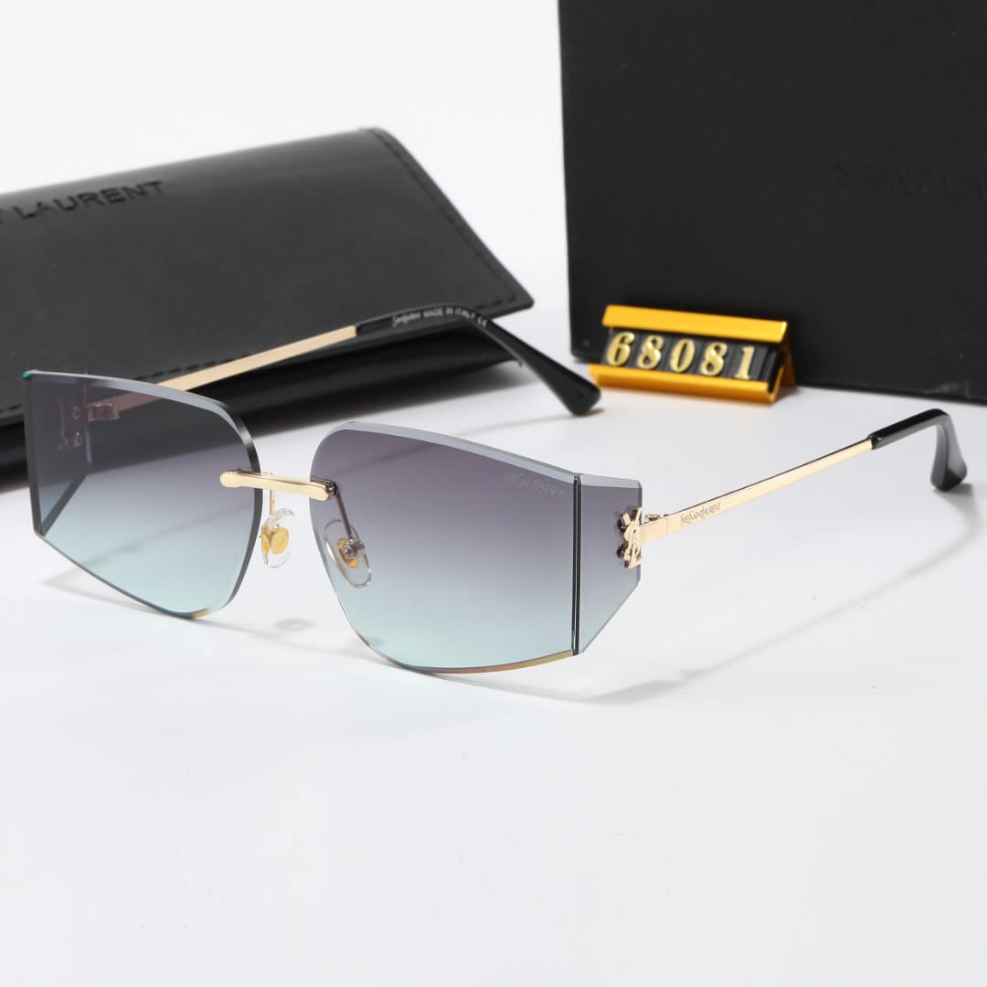 Gafas de sol modernas sin marco con forma irregular