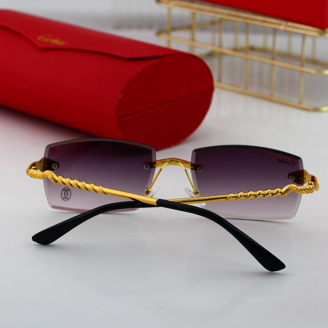 Lunettes de soleil carrées sans monture avec motif serpent