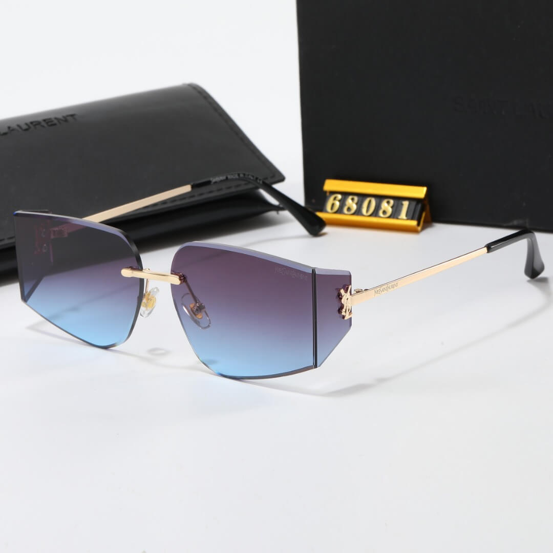Gafas de sol modernas sin marco con forma irregular