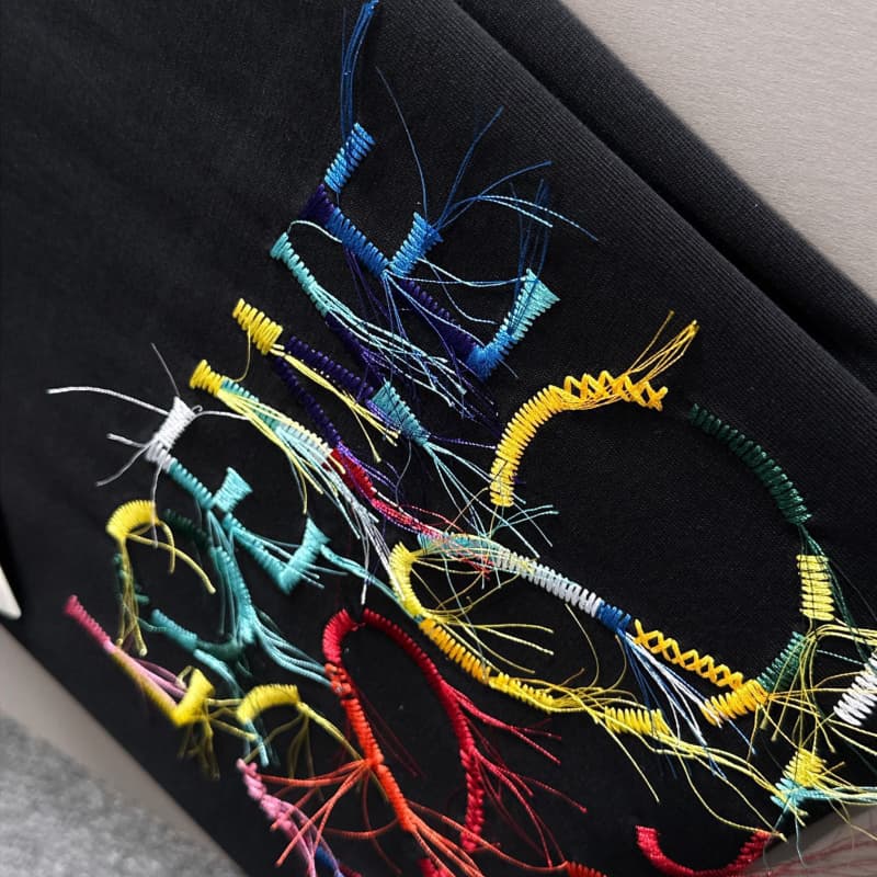 T-shirt brodé à franges arc-en-ciel