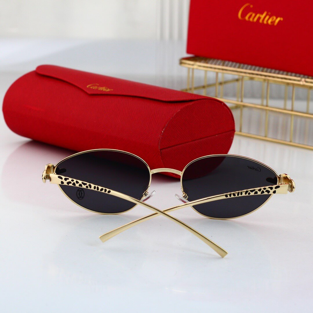 Gafas de sol retro con montura metálica de leopardo