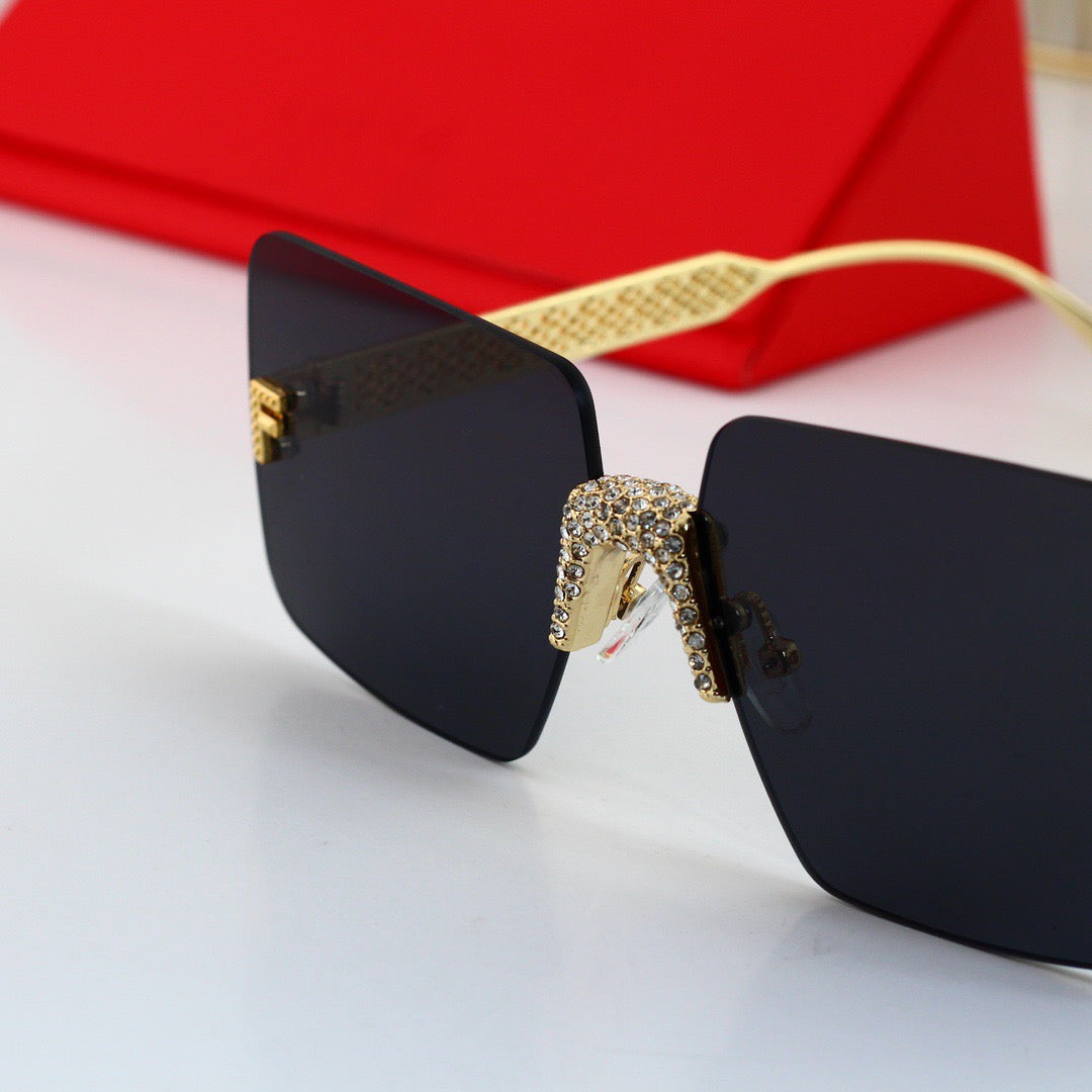 Lujosas gafas de sol sin marco con diamantes de imitación