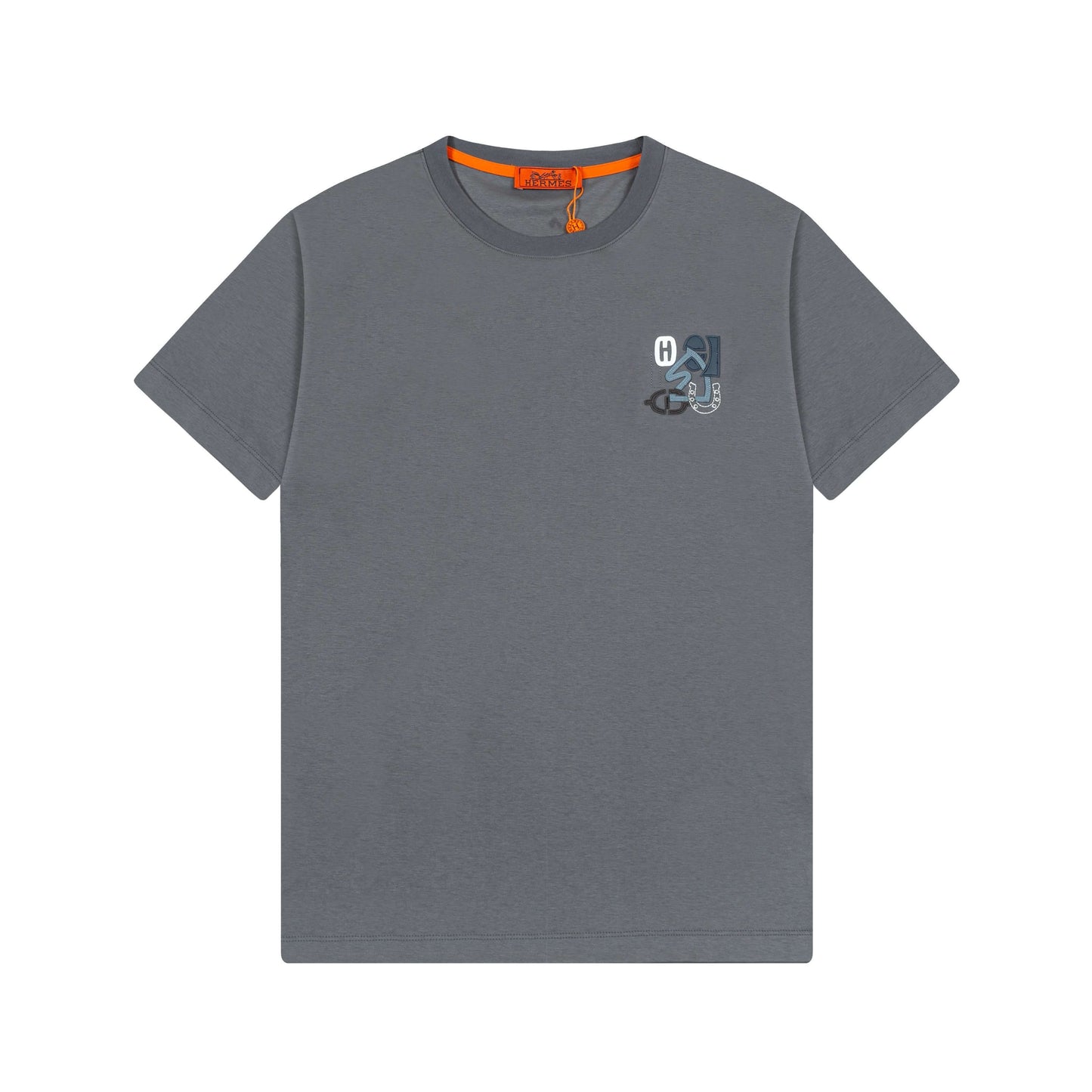Camiseta azul bordada