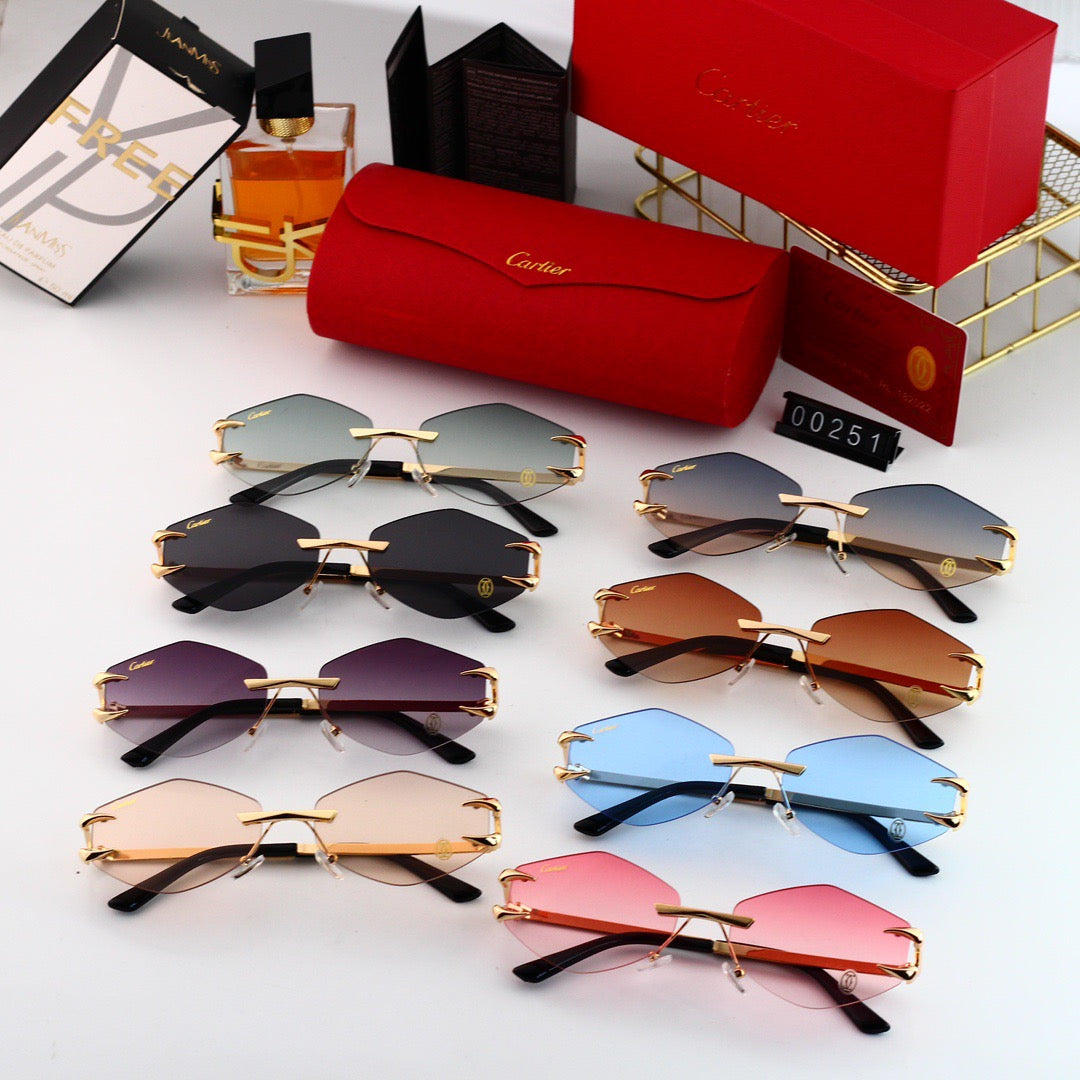 Gafas de sol hexagonales sin marco de moda