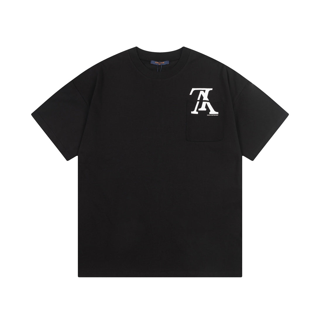 Pocket Reverse Letter Print T Shirt