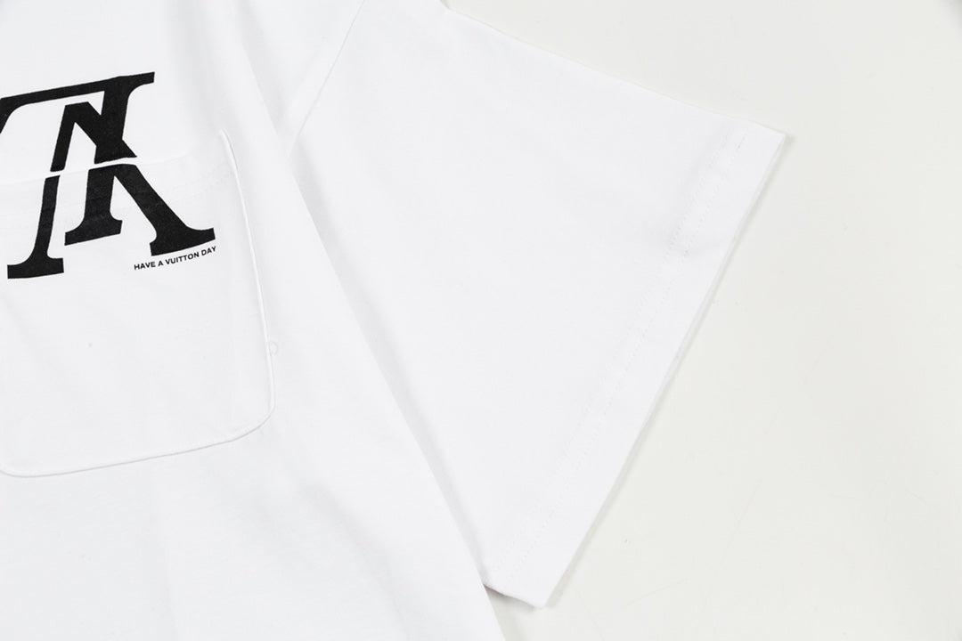 Pocket Reverse Letter Print T Shirt