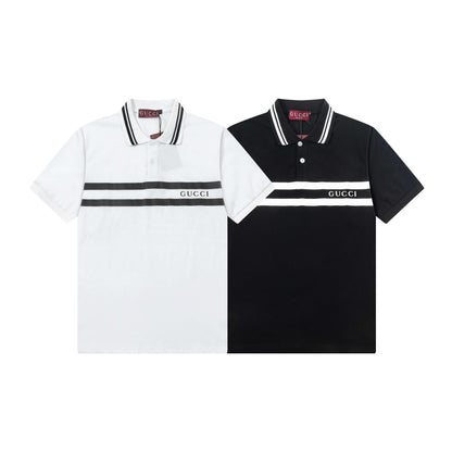 Polo con letras a rayas