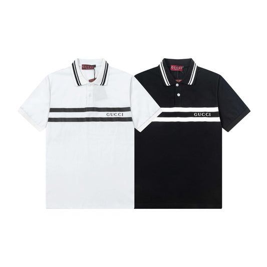 Polo à rayures et lettres