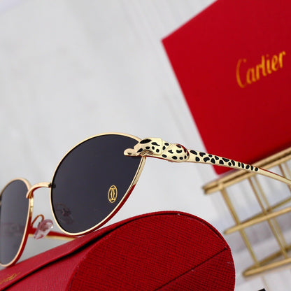 Gafas de sol retro con montura metálica de leopardo