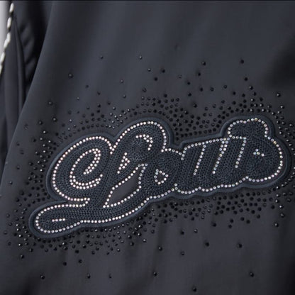 Embroidered Rhinestone Cotton Bomber Jacket