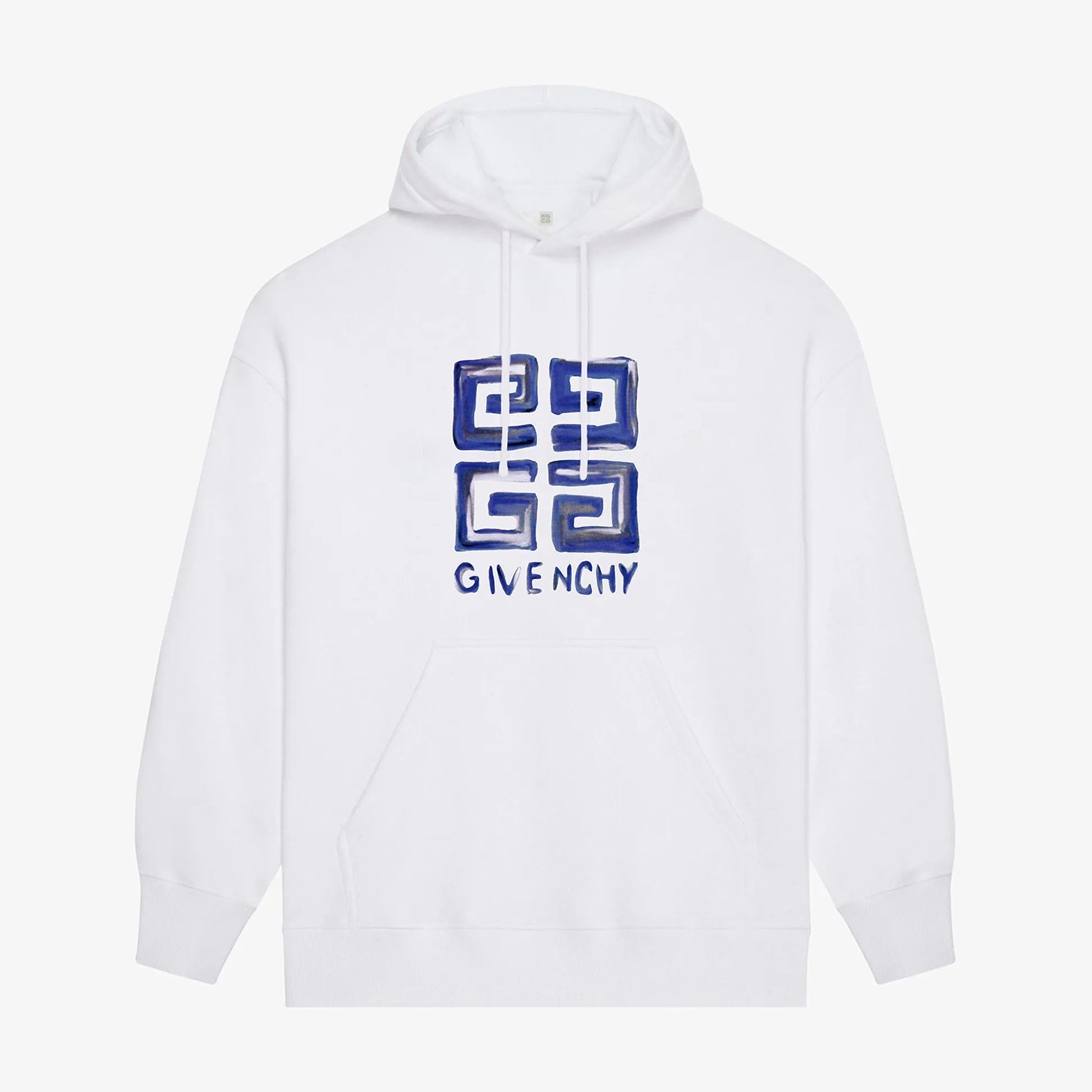 Sweat à capuche imprimé carré bleu