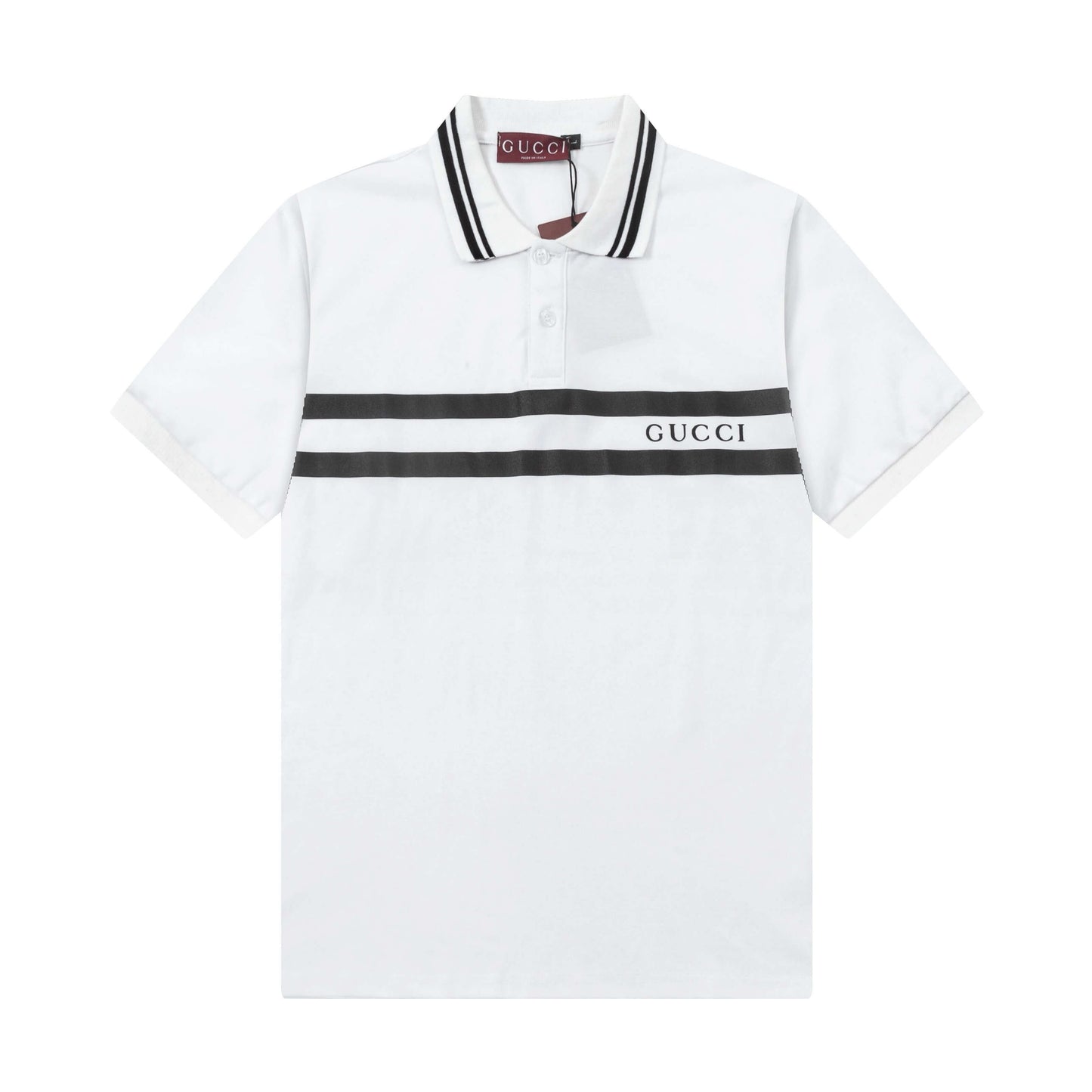 Polo con letras a rayas