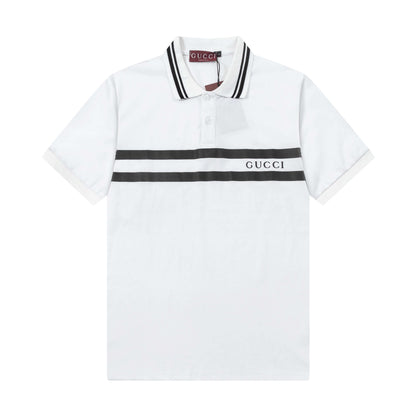 Polo con letras a rayas