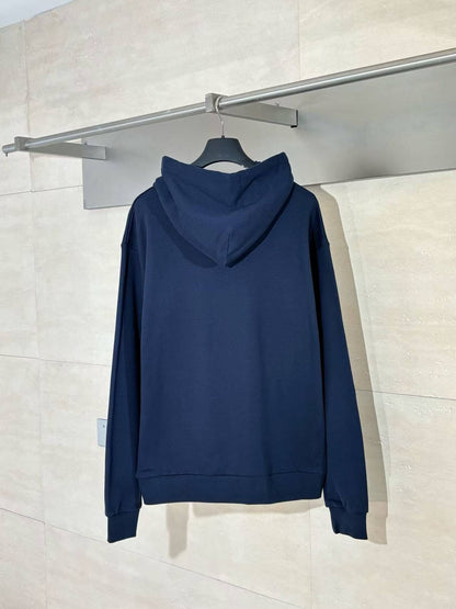Blue Jacquard Lined Hoodie