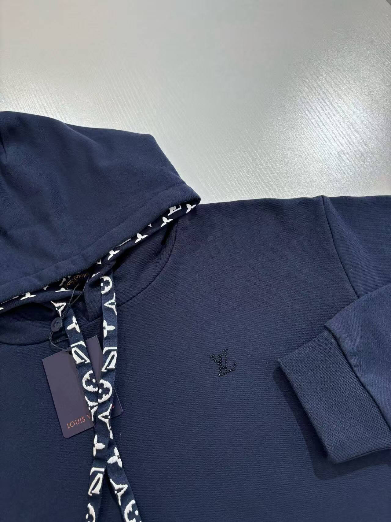 Blue Jacquard Lined Hoodie