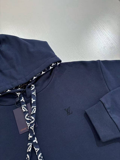Blue Jacquard Lined Hoodie