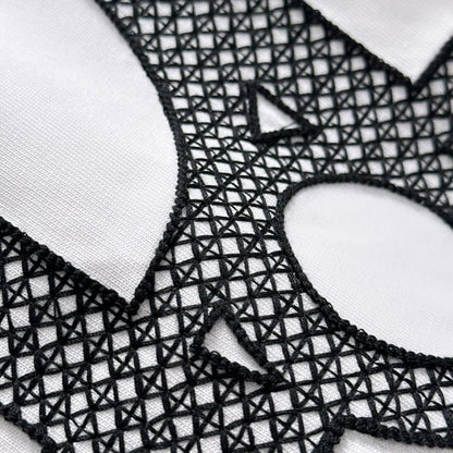 Embroidered Patterned Collar & Emblem Black Sweatshirt