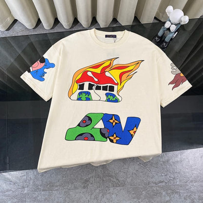 Camiseta de locomotora con grafiti de llamas 2025