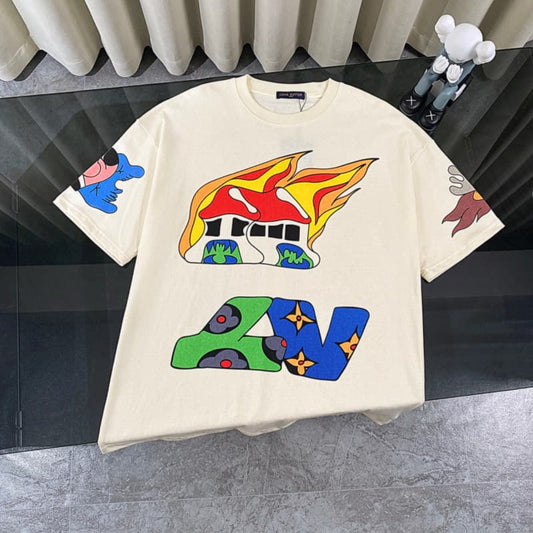 Camiseta de locomotora con grafiti de llamas 2025