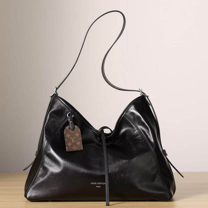 Bolso de hombro negro minimalista de estilo perezoso
