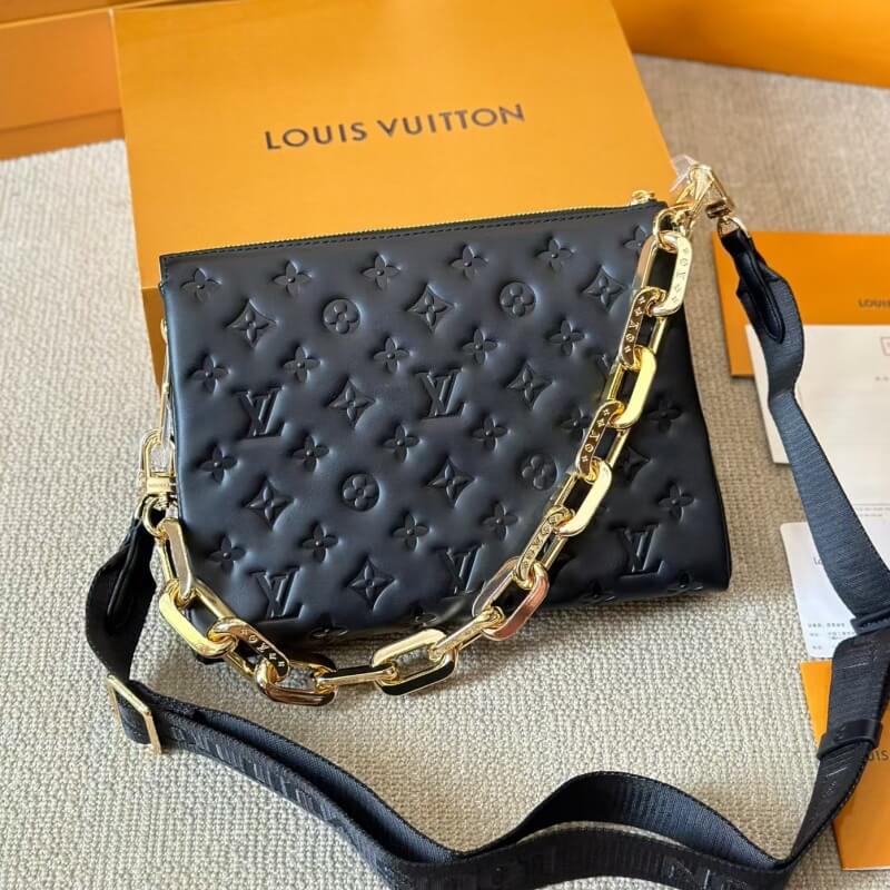 Bolso bandolera PM de piel de cordero en negro puro