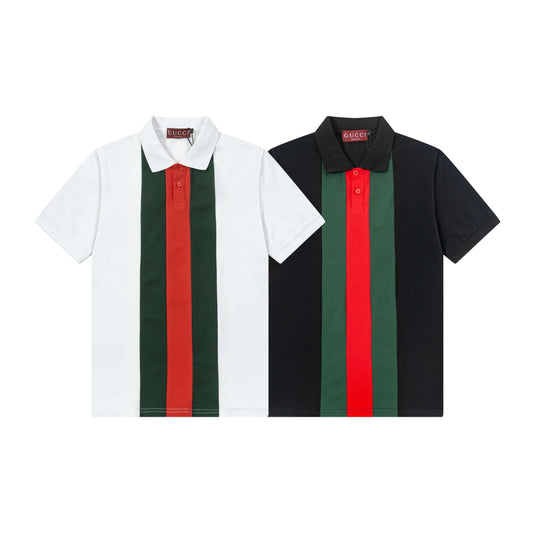 Polo rayé rouge et vert