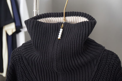 Bomber Pin Half-Zip Knitted Cardigan Sweater