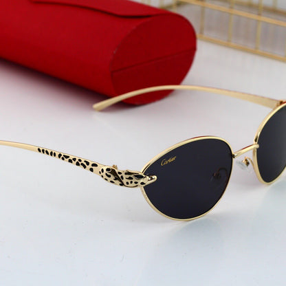 Gafas de sol retro con montura metálica de leopardo