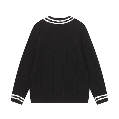 Knitted Textured Crewneck Sweater
