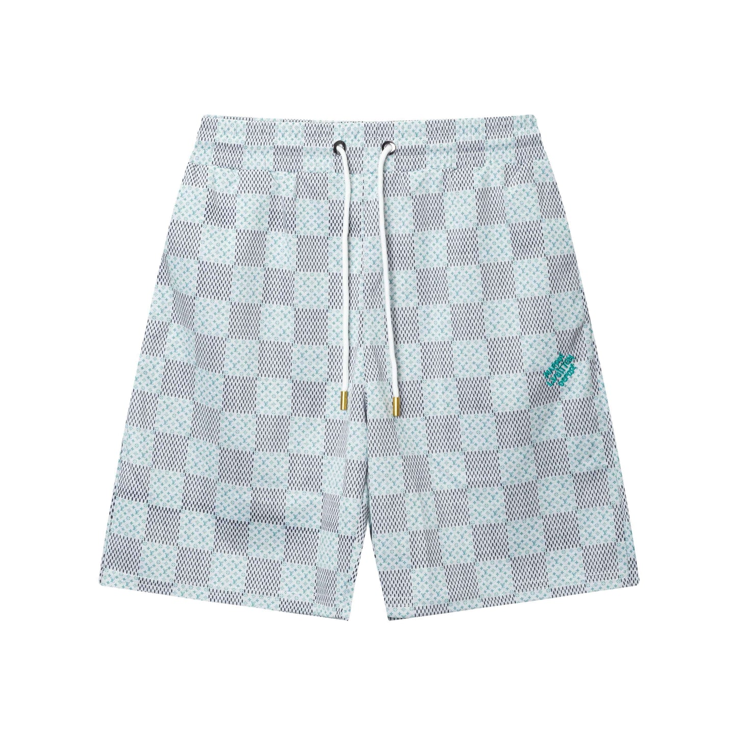 Pantalones cortos de playa con bordado de letras a cuadros