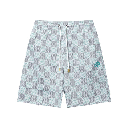 Pantalones cortos de playa con bordado de letras a cuadros