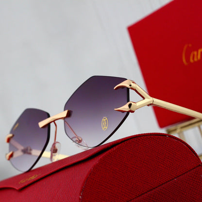 Gafas de sol hexagonales sin marco de moda