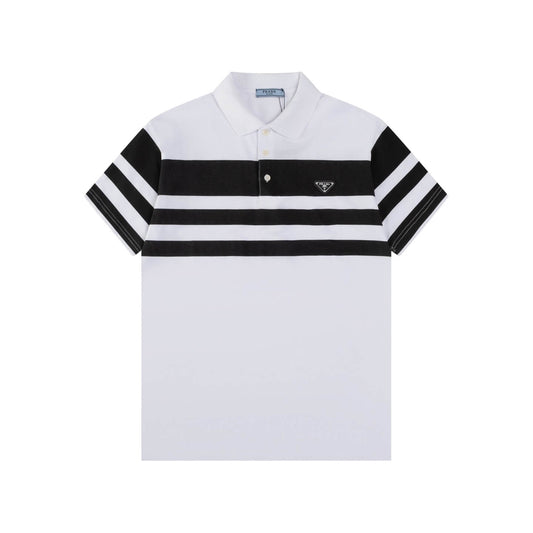 Camiseta polo con costuras de rayas